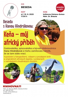 Beseda s cestovatelkou Hanou Hindrákovou