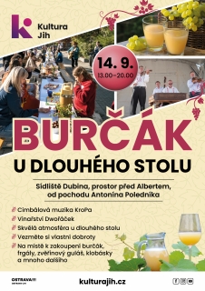 Burčák u dlouhého stolu