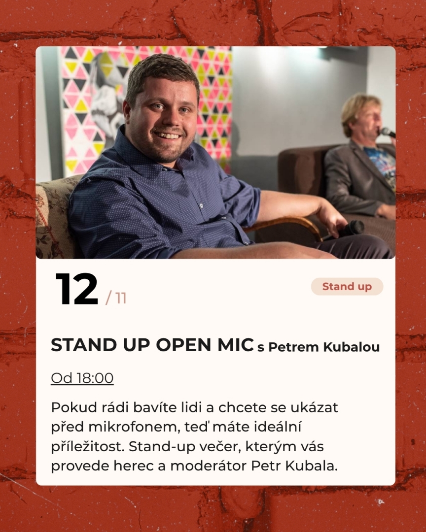 Stand up open mic s Petrem Kubalou