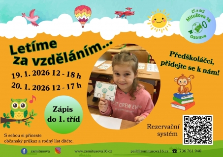 Zápis do 1. tříd ZŠ Mitušova