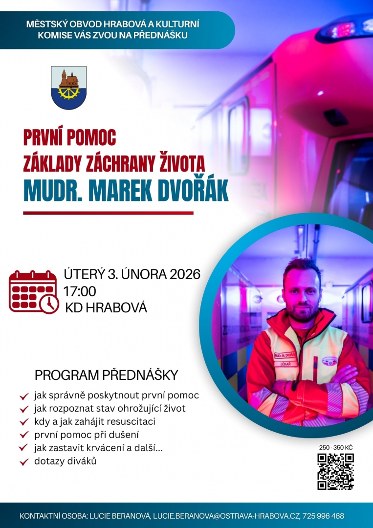 Mudr. Marek Dvořák - Přednáška první pomoc, základy záchrany života