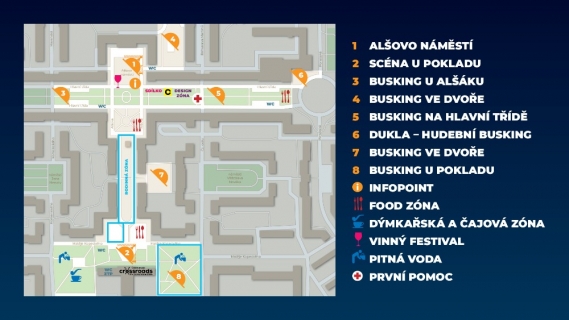 Festival v ulicích, mapa areálu